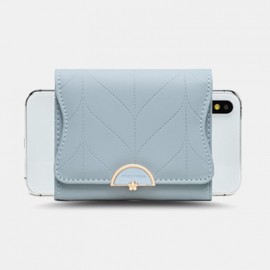Women Trifold Short Wallet Leaf Line Design Simple Folding Money Clip Multi-card Slot Card Holder Women Trifold Short Wallet Leaf Line Design Simple Folding Money Clip Multi-card Slot Card Holder