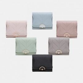 Women Trifold Short Wallet Leaf Line Design Simple Folding Money Clip Multi-card Slot Card Holder Women Trifold Short Wallet Leaf Line Design Simple Folding Money Clip Multi-card Slot Card Holder