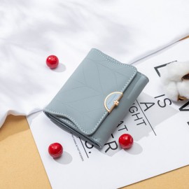 Women Trifold Short Wallet Leaf Line Design Simple Folding Money Clip Multi-card Slot Card Holder Women Trifold Short Wallet Leaf Line Design Simple Folding Money Clip Multi-card Slot Card Holder