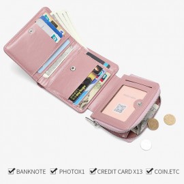 Women Trifold Short Multifunction Wallets PU Leather 13 Card Slot Card Holder Coin Purse Money Clip Women Trifold Short Multifunction Wallets PU Leather 13 Card Slot Card Holder Coin Purse Money Clip