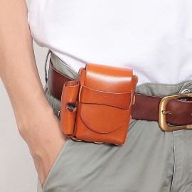 Men Genuine Leather Cigaret Case Storage Bag Retro Waterproof Waist Bag Belt Bag Men Genuine Leather Cigaret Case Storage Bag Retro Waterproof Waist Bag Belt Bag