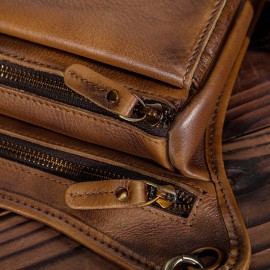 Men Genuine Leather Multi-Carry Retro 8 Inch Outdoor Phone Camera Waist Bag Crossbody Bag