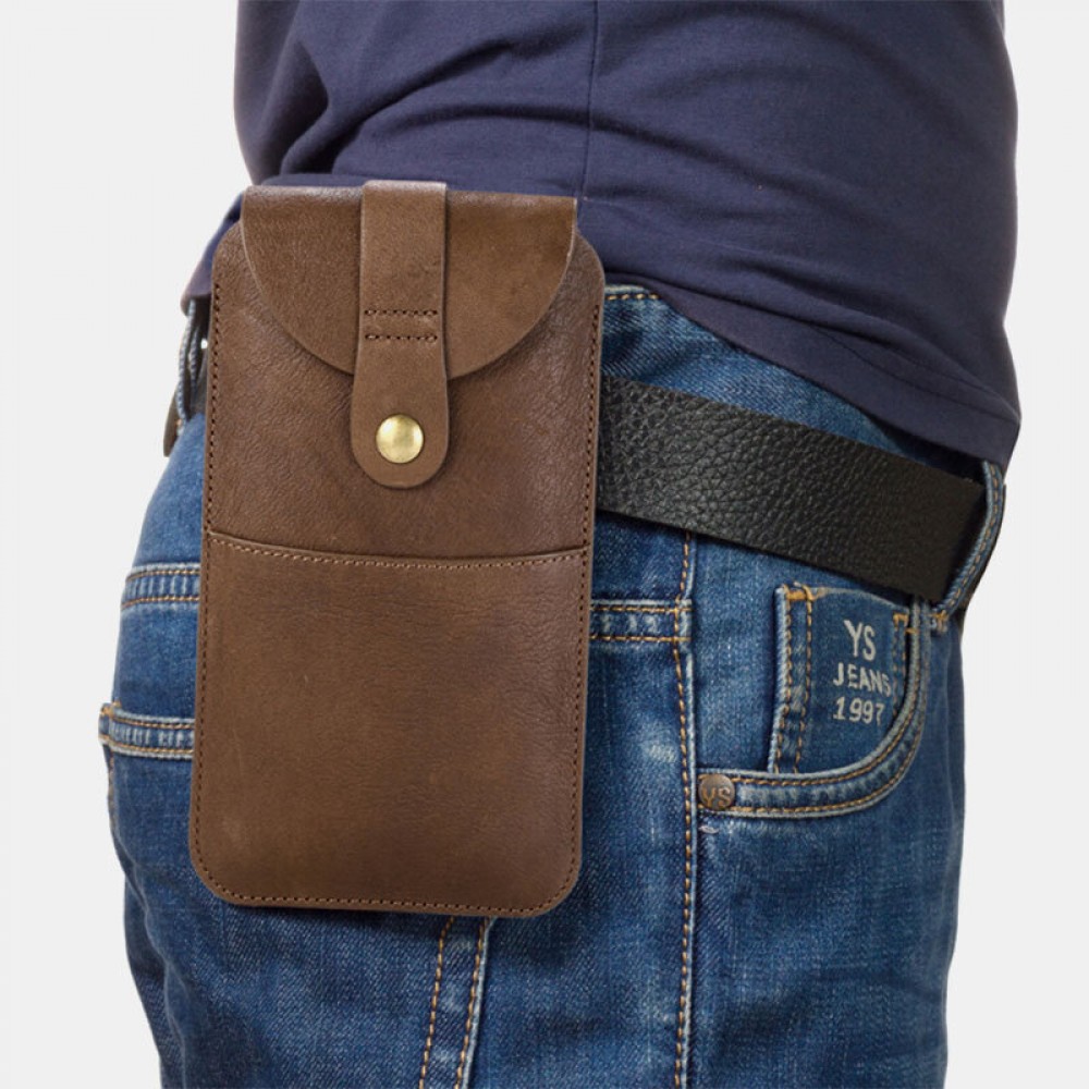 Men Vintage Genuine Leather Long Phone Bag Belt Bag Waist Bag Men Vintage Genuine Leather Long Phone Bag Belt Bag Waist Bag