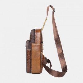 Men Genuine Leather Large Capacity Multi-pocket Wear Resistant Chest Bag Crossbody Bag Men Genuine Leather Large Capacity Multi-pocket Wear Resistant Chest Bag Crossbody Bag