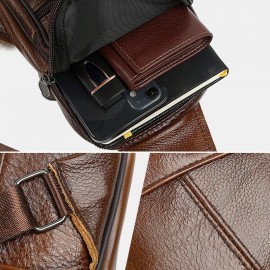 Men Genuine Leather Large Capacity Multi-pocket Wear Resistant Chest Bag Crossbody Bag Men Genuine Leather Large Capacity Multi-pocket Wear Resistant Chest Bag Crossbody Bag