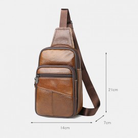 Men Genuine Leather Large Capacity Multi-pocket Wear Resistant Chest Bag Crossbody Bag Men Genuine Leather Large Capacity Multi-pocket Wear Resistant Chest Bag Crossbody Bag