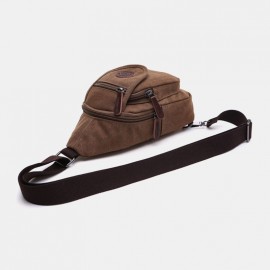 Men Retro Canvas High Capacity Chest Bag Casual Wear Resisting Waterproof Crossbody Bag Shoulder Bag